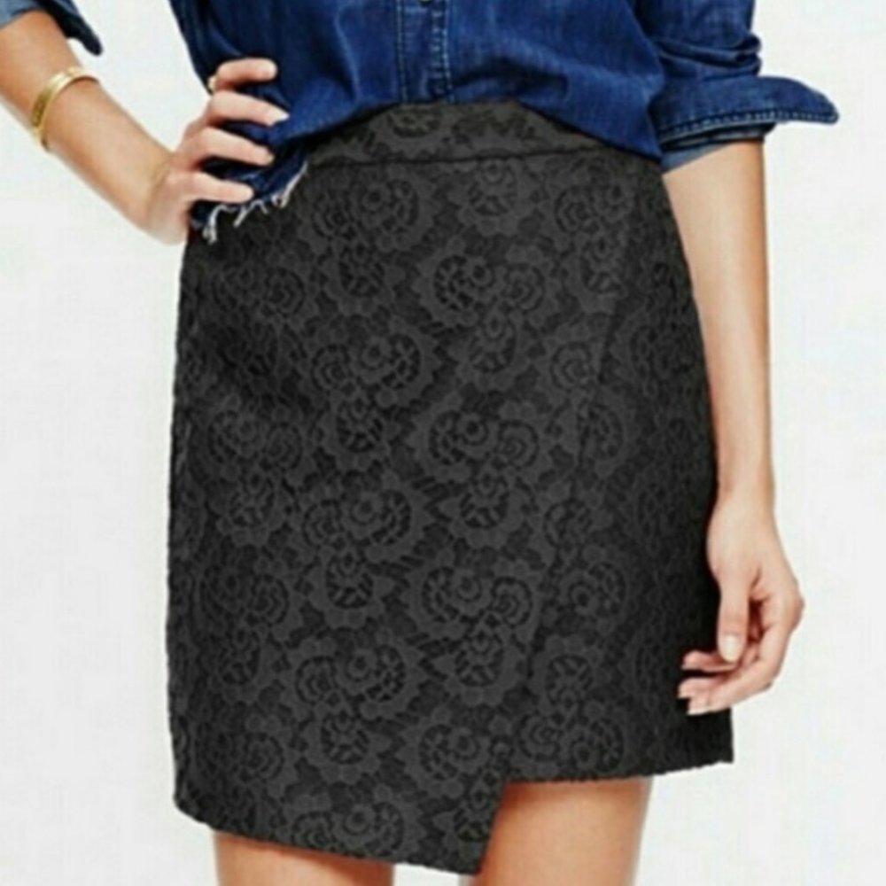 NEW Madewell Asymmetrical Black Mini Skirt